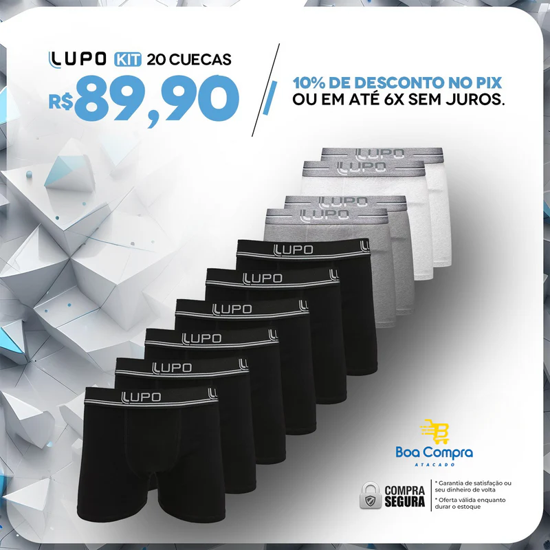 Kit 20 Cuecas LP 100% Algodão